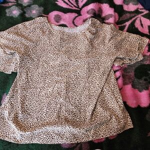 Women Leopard Print Short Sleeve Top - Beige